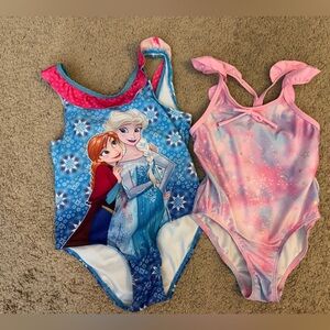 Disney Frozen and Pink Tie-Dye Swimsuits
